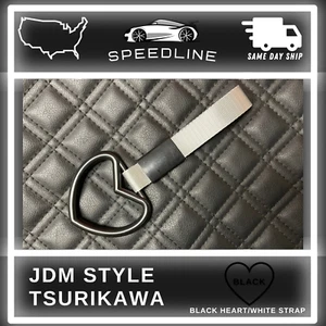 JDM Style Tsurikawa Ring Car Warning Subway Train Bus Handle Strap Heart Black - Bild 1 von 2
