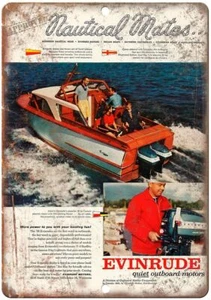 Evinrude Outboard Motor Vintage Boating Ad Reproduction Metal Sign L12 - Picture 1 of 2