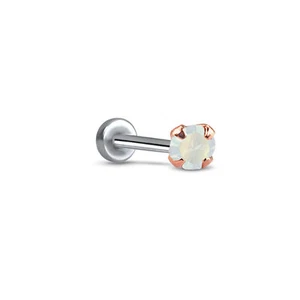 14K Rose Gold Titanium Labret Nose Monroe Ring Stud Screw Post 3mm CZ 16G - Picture 1 of 18