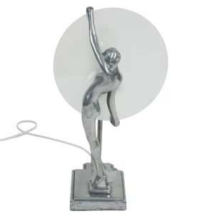 Frankart Style Nude Silhouette Silver Moon Spelter Table Lamp by Sarsparilla - Picture 1 of 9