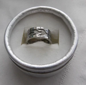 Anillo de llama de hoja recortada de acero inoxidable talla 6 #ST474 - Imagen 1 de 7