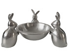 Deko Figur Metall 3 Hase silber Ostern Kaninchen Dekoobjekt Schale Schmuckhalter