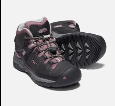 new! KEEN GIRLS YOUTH TARGHEE MID WATERPROOF LEATHER  BOOTS RAVEN/TULI P US 2 - Image 1 of 4