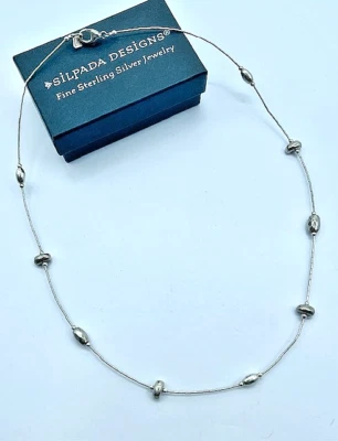 Vintage Silpada Sterling Nugget Station Liquid Silver Bead Necklace 17" N2191 - Image 1 of 4