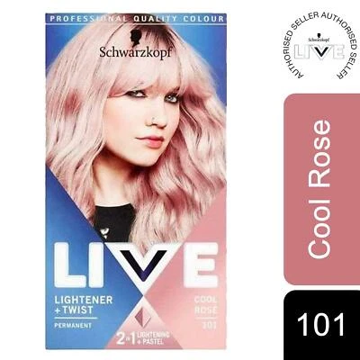 Schwarzkopf Live 2in1 Lightener+Twist Permanent Hair Dye, 101 Cool Rose