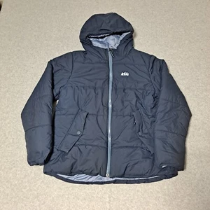 REI Coat Kids XL Gray Traildreamer Quilted Puffer Jacket Hood Waterproof Outdoor - Picture 1 of 10