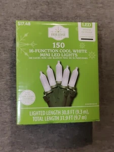 Holiday Time 16 Function LED Cool White Mini Lights 150 Count New - Picture 1 of 5