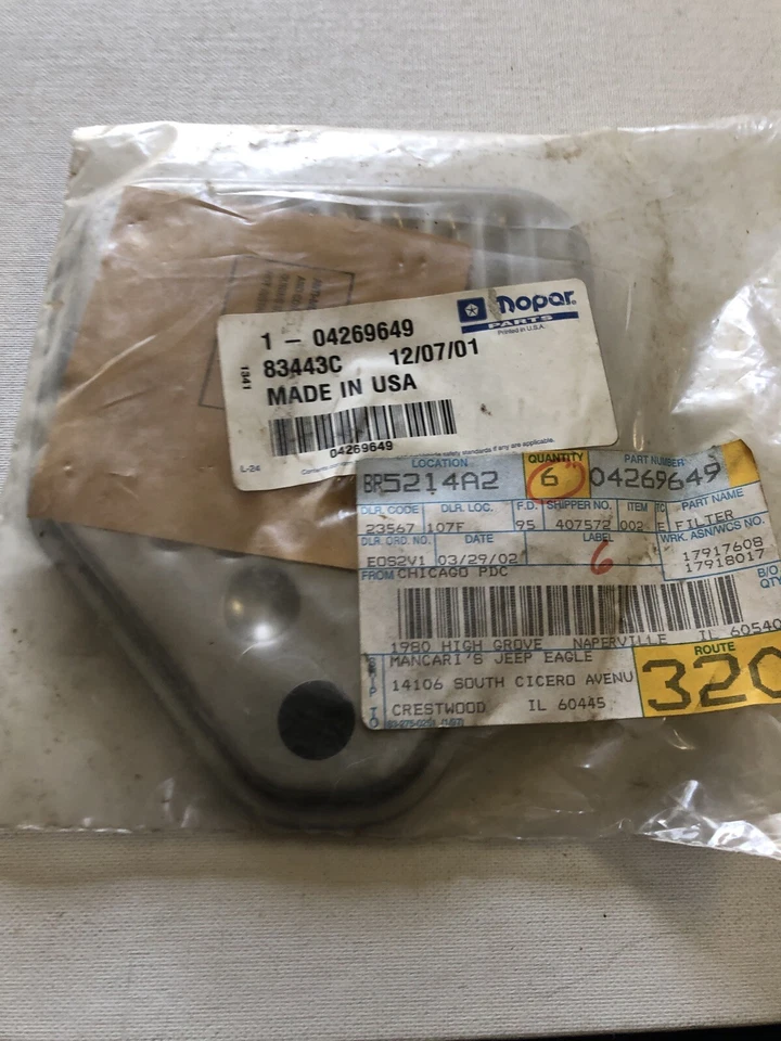 Filtro de transmisión automática Mopar OEM-04269649-84-12 Chrysler Dodge Jeep Plymouth Foto 1 de 2