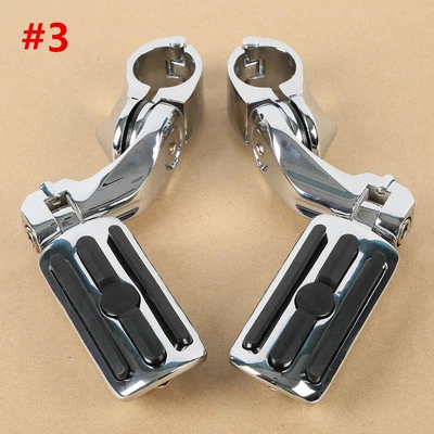 Chrome 1-1/4" Short Angled Adjustable Highway Footpegs/ Peg Mount Fit For Harley - Image 1 of 4
