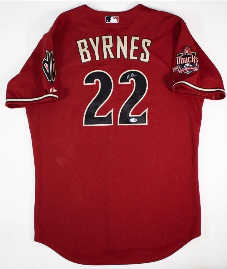 Camiseta majestuosa auténtica firmada por Eric Byrnes de los Arizona Diamondbacks talla 48 (certificado de autenticidad JSA Foto 1 de 4