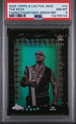 2025 Topps Chrome WWE X Cactus Jack - Famed Phantoms The Rock #FMP-14 Green... - Image 1 of 2