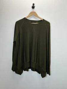 AllSaints Khaki Merino Wool Lightweight Knit Jumper Size Small (Oversized) - Picture 1 of 8