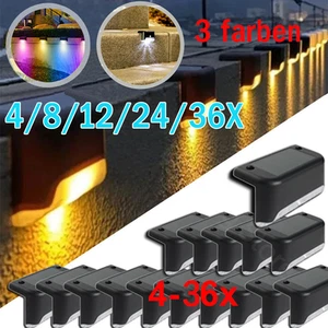 LED Solarleuchten Wandlampen,4-36x,Zaunleuchte Außen Treppen Lampe Gartenleuchte - Bild 1 von 19