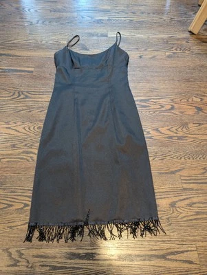 Винтажный город треугольники скольжения платье бусина бахрома черный прихотливый фея Y2K размер 8-9 - Изображение 1 из 4