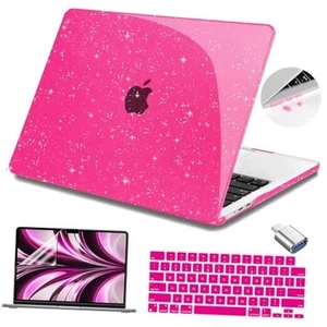 Glitter Case for MacBook Air 13 Inch M3 M2 Chip Release 2022 Sparkly Rose Pink - Picture 1 of 7