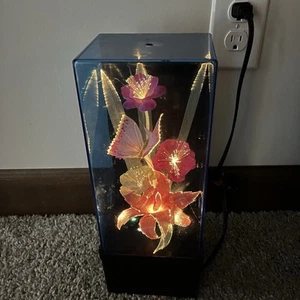 Vintage Fiber Optic Flowers With Butterfly Tested Works 13.25x5 - Picture 1 of 6