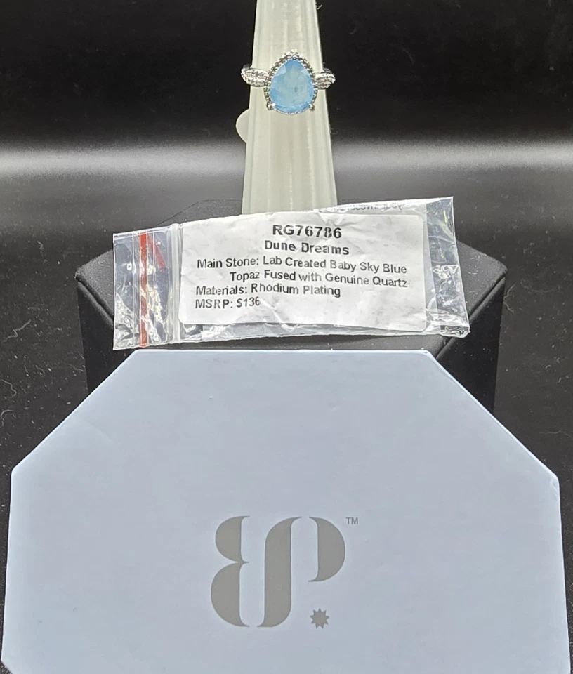 Anillo Bomb Party Talla 6 RG76786 Dune Dreams Bebé Azul Topacio Cuarzo Rodio OG Foto 1 de 1
