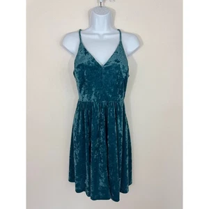 Wild Fable Teal Crushed Velvet Mini Dress Women’s Large L Strappy Open Back - Bild 1 von 5