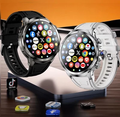 Android Smartwatch  H19 - 4G Sim-Karte Kamera  1.85"AMOLED  NEU 2025 - Bild 1 von 4