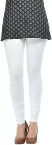Mujeres Algodón Churidar Legging Pantalón Extra Largo Liso Liso Ropa Diaria Blanco - Imagen 1 de 3