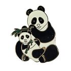 Vintage Baby Junge Mama Panda Bär Bambus Zoo Tier goldfarben Emaille Pin Fisch & Krone