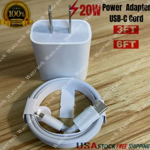 20W PD Fast Wall Charger Adapter USB-C Cable For iPhone 14 13 12 11 Pro XR iPad - Picture 1 of 13