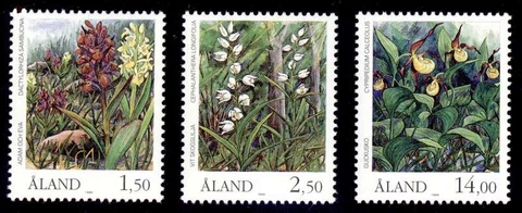 Aland 1989 Flowers, Orchids, Lady's Slipper etc. MNH / UNM SG Cat £23.00 Cover