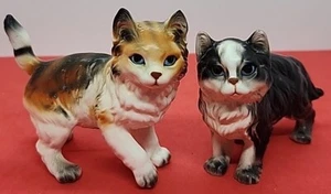 Vintage Napcoware Ceramic Calico And Black And White Cat Figurines - Picture 1 of 12