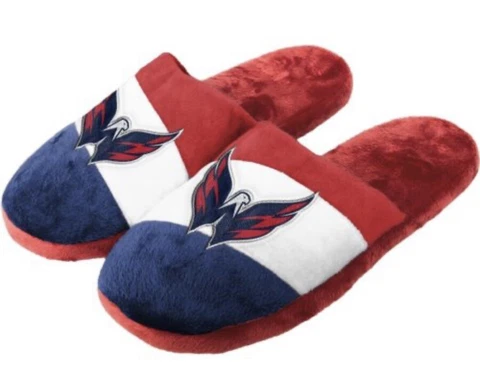 NEW NHL Washington Capitals Team Youth Colorblock Slide Slippers Size L Large Cover