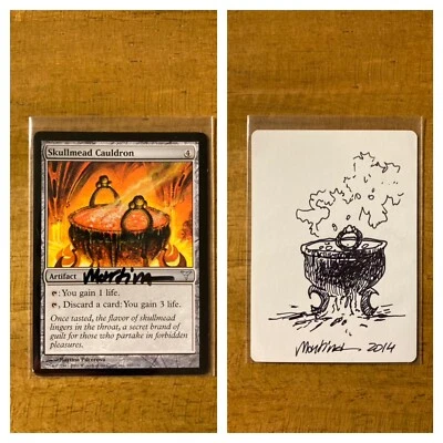 MTG✨Signed SKULLMEAD CAULDRON ARTIST PROOF w/SKETCH✨Dissension NM Uncommon 2006 - Image 1 of 3