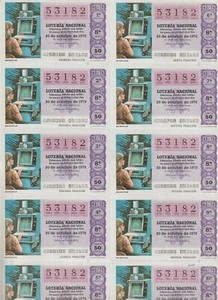 Loteria Nacional 5 Billetes Diferentes de 10 Decimos cada uno año 1976 (HE-635) - Picture 1 of 5