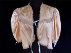 VERY RARE VINTAGE 1940'S PEACH SILK SATIN BED JACKET WITH LACE TRIM SIZE 36