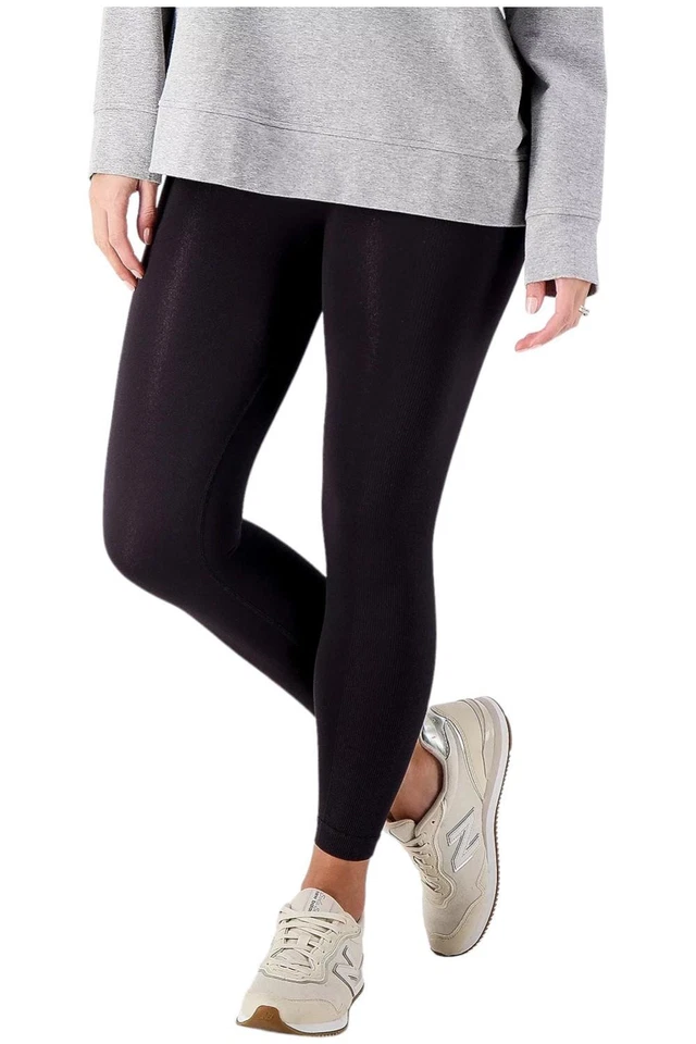 AnyBody Intimates Jacquard Panel Leggings Black - Image 1 of 1