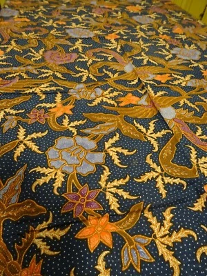 neuf beau tissus recto/verseau  muticolore fond bleu/marine pointillés=2,12x1,03 - Photo 1/4