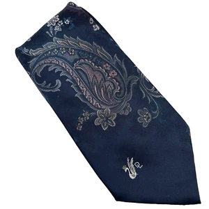 Don Loper Beverly Hills Tie Polyester Made in USA Bold Paisley Floral Preppy - Picture 1 of 14
