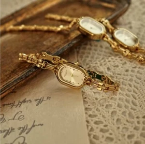 Elegant Watches For Women Gold Bracelet Jewelry Quartz Oval Wristwatch - Picture 1 of 4