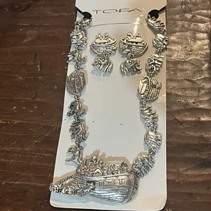 "NUEVO COLLAR VINTAGE 1995 BG BERGDORF GOODMAN 17"" NOAH ARK CON Pendientes a Juego" - Imagen 1 de 16