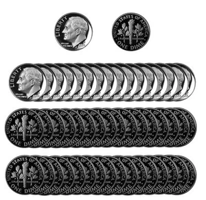 1982 S Roosevelt Dime 10c Gem Deep Cameo Proof CN-Clad Roll 50 US coins - Picture 1 of 8