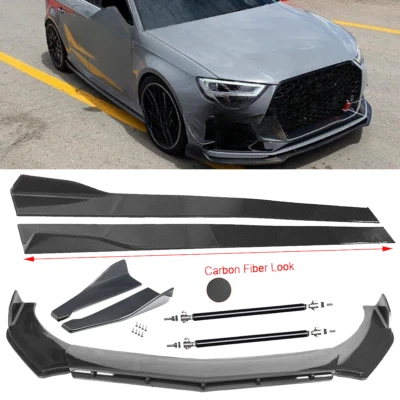 Carbon Fiber Front Bumper Lip Splitters Side Skirt Strut Rod For Audi A3 Quattro - Image 1 of 4