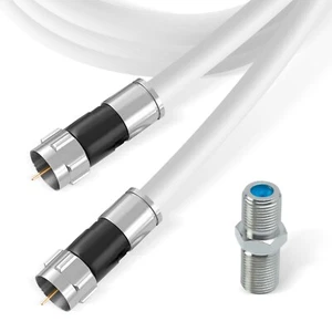 Cable coaxial blanco RG6 para Internet, TV HD, satélite, antena con barril - Imagen 1 de 8