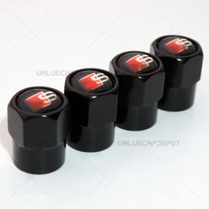 Black Hex Shape S line Edition Car Wheel Tire Air Valve Cap Stem Cover Sport - Picture 1 of 8