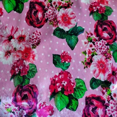 Rosa Floral y Lunares Emanuel Ungaro Pana de Italia! Suave Lujoso Fab! Foto 1 de 4