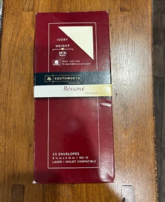 Southworth 24lb Ivory Resume' Envelopes 25 100% Cotton #10 - Image 1 of 4