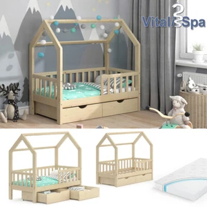 Kinderbett Hausbett Spielbett Wiki 70x140 inkl Matratze 2 Schubladen VitaliSpa  - Bild 1 von 7