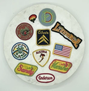 Lote Mixto de 11 Parches - Etiqueta con Nombre Bandera de Estados Unidos Citroën Lugares de Viaje Motociclista Flor - Imagen 1 de 2