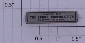 Lionel 100X Prewar Nickel Made By Lionel Corp. Nameplate - Picture 1 of 1