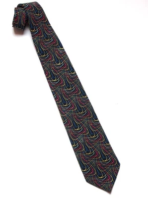 BRIONI Swirling Lines Print Silk Neck-Tie Hand Made in Italy - Image 1 of 4