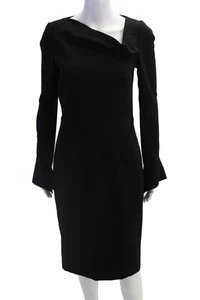 Roland Mouret Womens Sheath Dress Black Long Sleeve Zip Knee-Length Size 6 - Picture 1 of 6