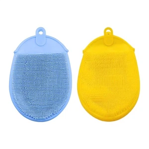 2 Pcs Silicone Dishwashing Brush Portable Kitchen Dish Washing Cleaning Sponges - Picture 1 of 14