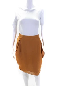 Tse Womens Silk Geometric Light Weight Mini Skirt Marigold Yellow Size 8 - Picture 1 of 7
